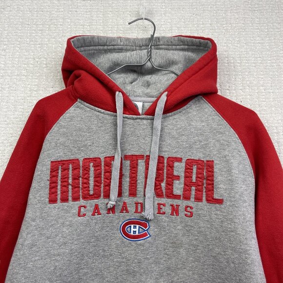 Y2K Montreal Canadiens Grey / Red Hoodie NHL Ice Hockey Pullover Men Sz S VTG - Picture 2 of 12